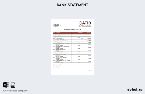 цифровая загрузка шаблона слова банковской выписки банка Ливия Ассарай (ATIB)